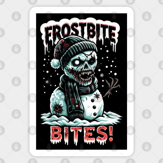 Frostbite bites! - zombie snowman Magnet by Neon Galaxia
